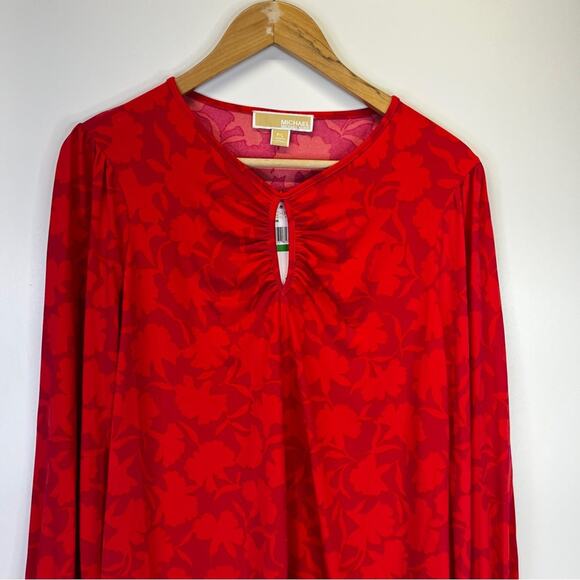 Michael Kors Shadow Fleur Print long sleeve top deep pink - PL - Picture 3 of 11